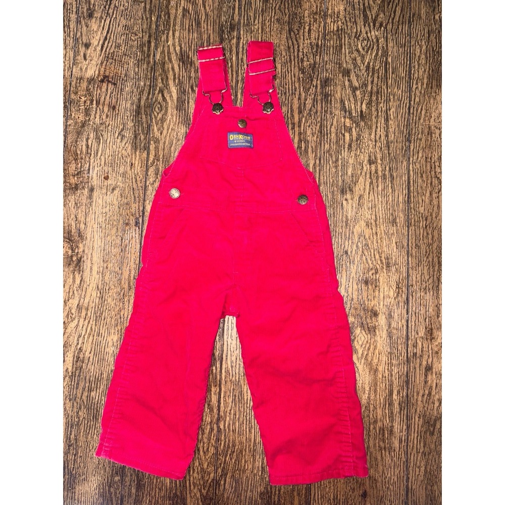 Osh Kosh B'Gosh Vintage red corduroy overalls Made in USA 2t